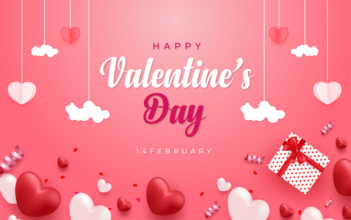Background with hearts happy valentines day vector