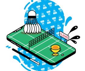 Badminton live sport streaming mobile app vector