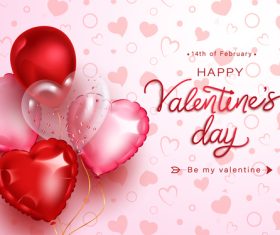 Balloon heart happy valentines day greeting card Vector