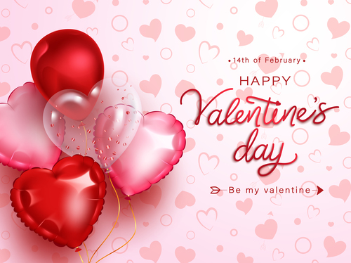 Balloon heart happy valentines day greeting card Vector