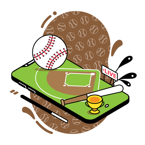 Baseball live sport streaming mobile app vector