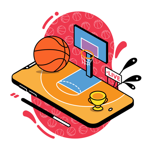 Basketball live sport streaming mobile app vector