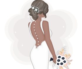Beautiful bride’s back illustration vector