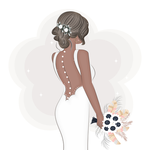 Beautiful brides back illustration vector