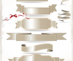 Beige ribbons and labels vector