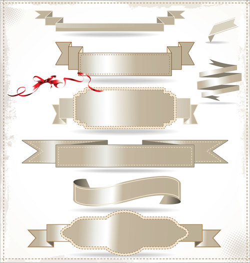 Beige ribbons and labels vector