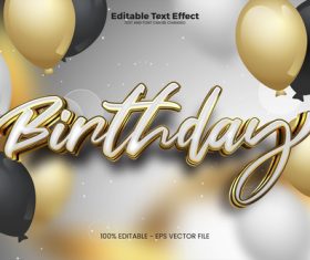 Birthday editable text effect in modern trend style vector