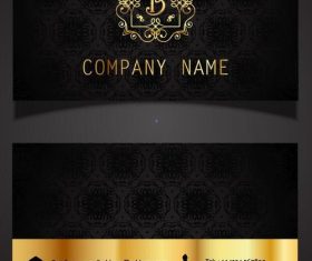 Black background golden font pattern business card vector