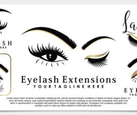 Black cosmetic eyelash logo vector