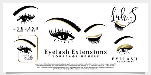 Black cosmetic eyelash logo vector