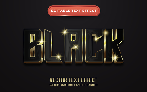 Black editable text effect vector