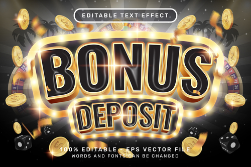 Bonus deposit editable text effect vector
