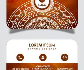 Brown pattern background business card vector