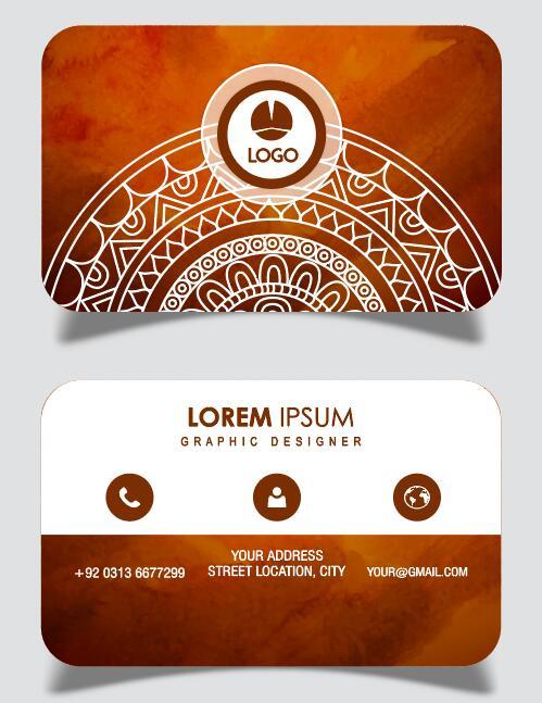 Brown pattern background business card vector