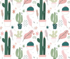 Cactus seamless background pattern vector