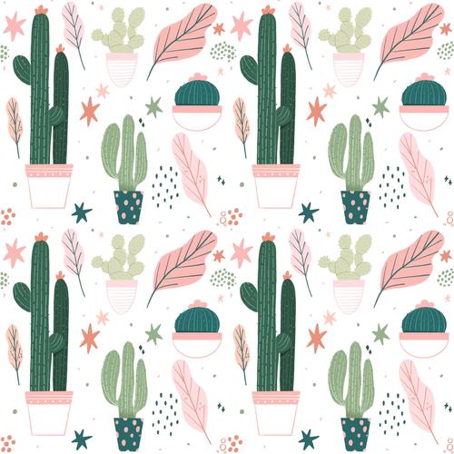 Cactus seamless background pattern vector