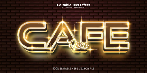 Cafe open editable text effect vector