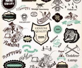 Camping labels collection vector