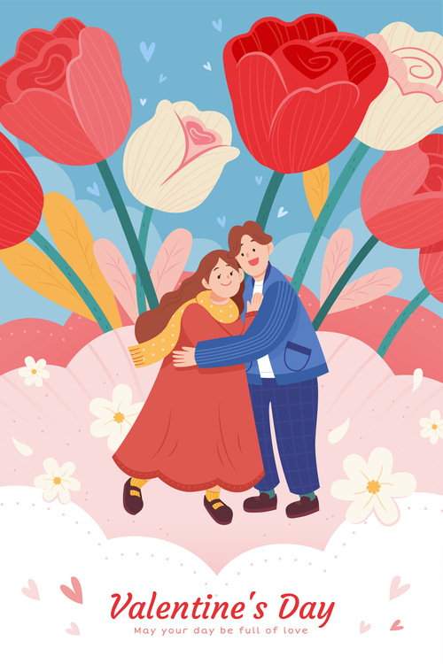 Cartoon Illustration Valentines Day card vector