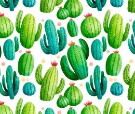 Cartoon cactus seamless background pattern vector