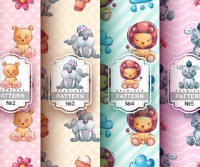 Cartoon character adorable animal seamless pattern vector