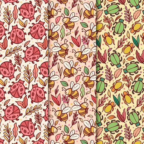 Cartoon insect seamless background pattern vector