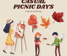 Casual picnic days fresh and family cartoon vector