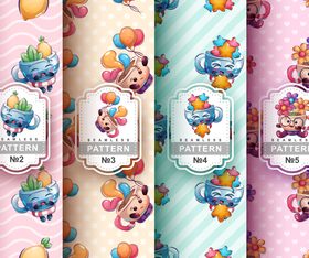 Childish cartoon character cup of tea seamless pattern vector