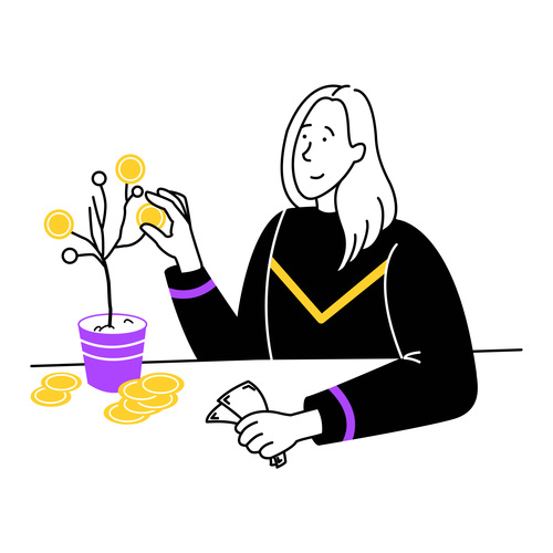 Collecting coins from a flower vector