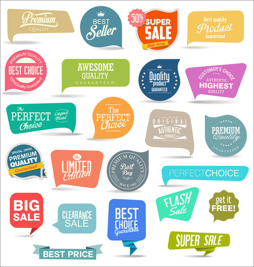 Collection colorful tags vector