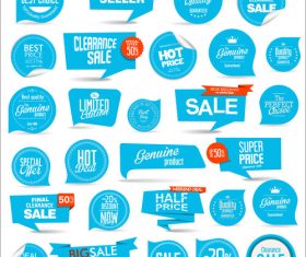 Collection of blue modern badges and labels vector