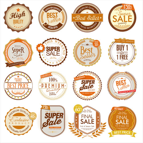 Collection premium sale badges and labels vector