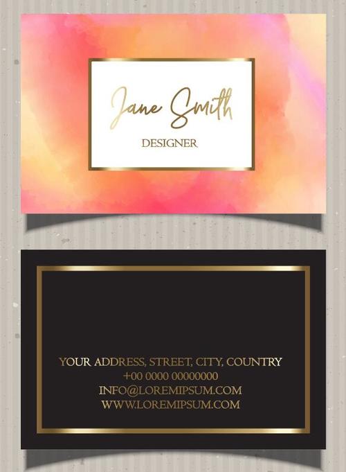 Color and black business card vector