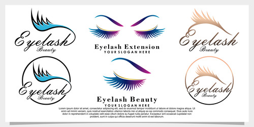 Colorful beautiful eyelash logo vector