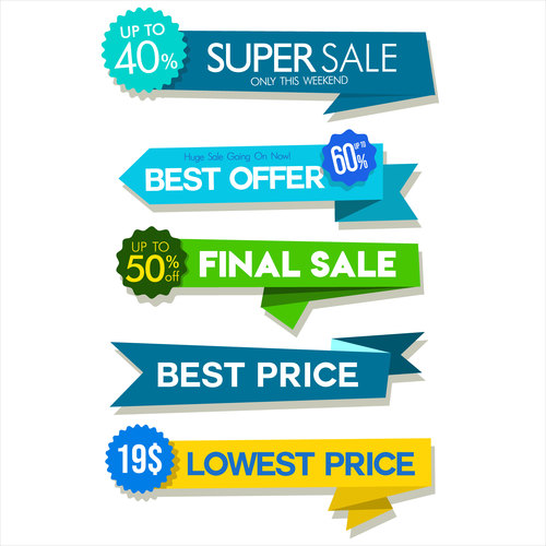 Colorful sale stickers and tags vector