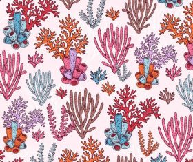 Colorful sea plants seamless background pattern vector