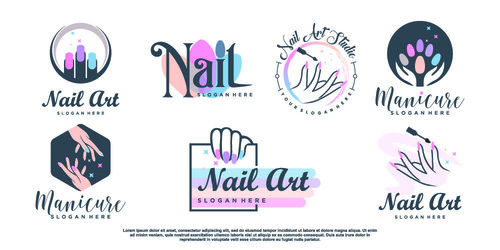 Colour nail salon logo vector