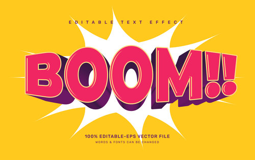 Comic boom editable text effect vector