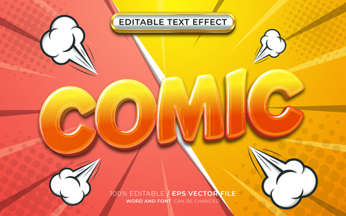 Comic cartoon hero editable text effect vector
