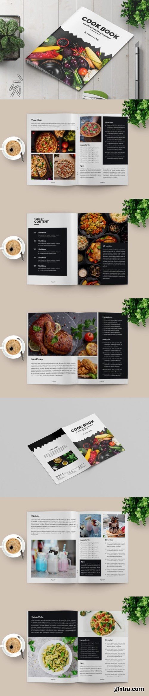 Cook book magazine layout template vector