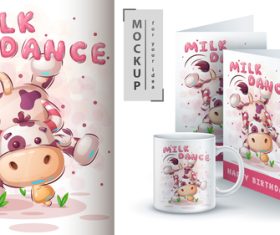 Cow dance illustration and merchandising vector
