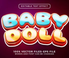Cute baby editable text effect vector