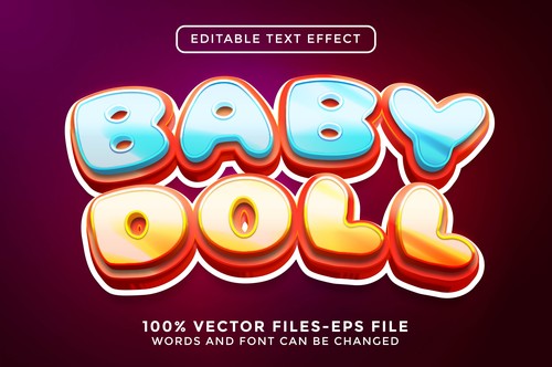 Cute baby editable text effect vector
