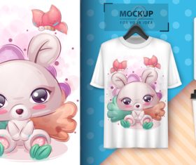 Cute mouse poster and merchandising vector