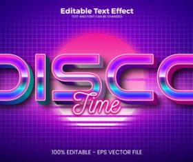 Disco time editable text effect vector