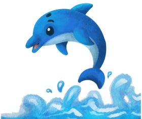 Dolphin watercolor art vector