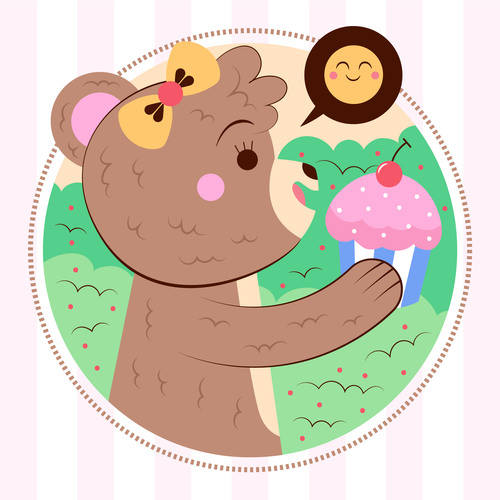 Eat sweet little bear vector