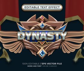 Editable dynasty text effect winged emblem vector