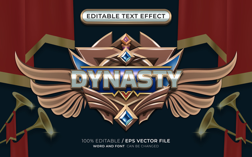 Editable dynasty text effect winged emblem vector