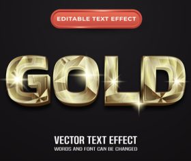 Editable text effect gold vector